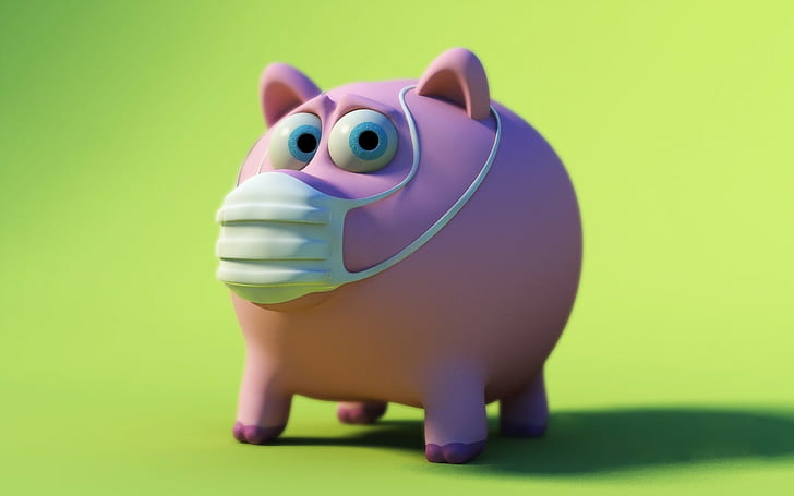 Pig, Piggy bank,  mask,  disease, HD wallpaper